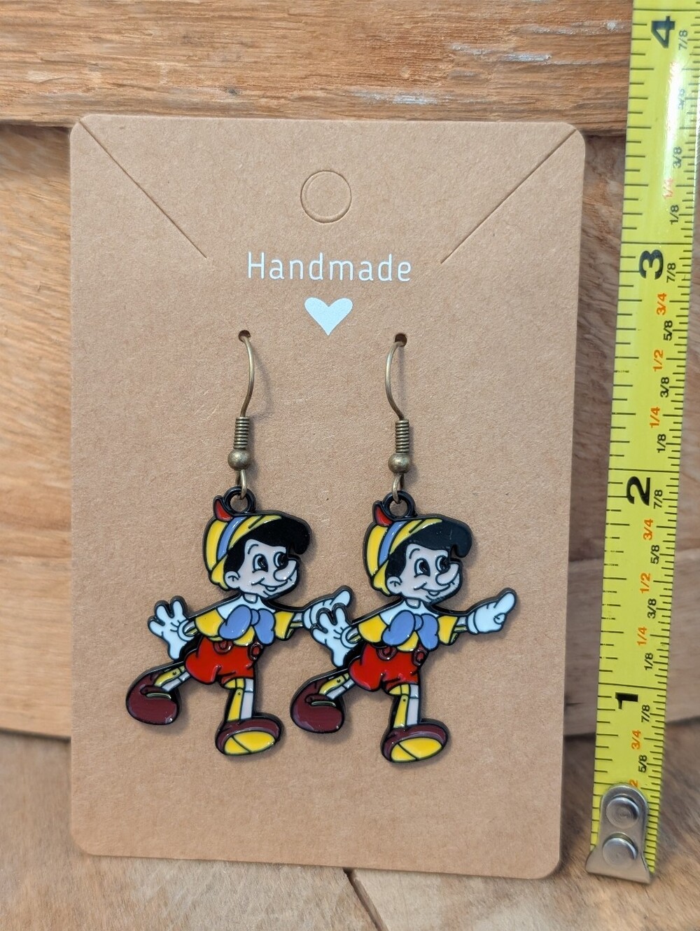 Disney's Pinocchio Enamel Metal Earrings NEW
